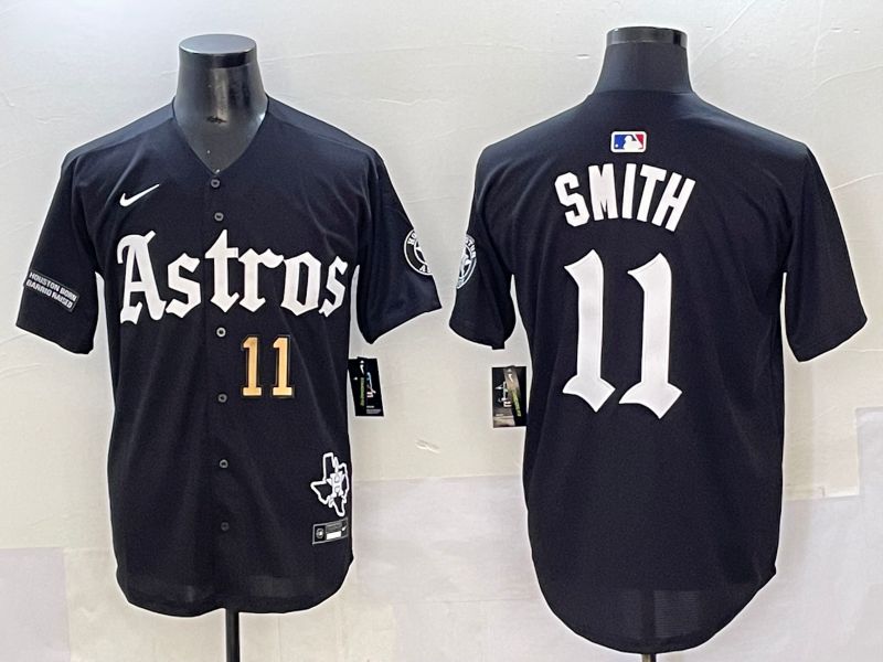 Men 2025 Houston Astros 11 Smith Black Five generations Joint Name Nike MLB Jersey style 39